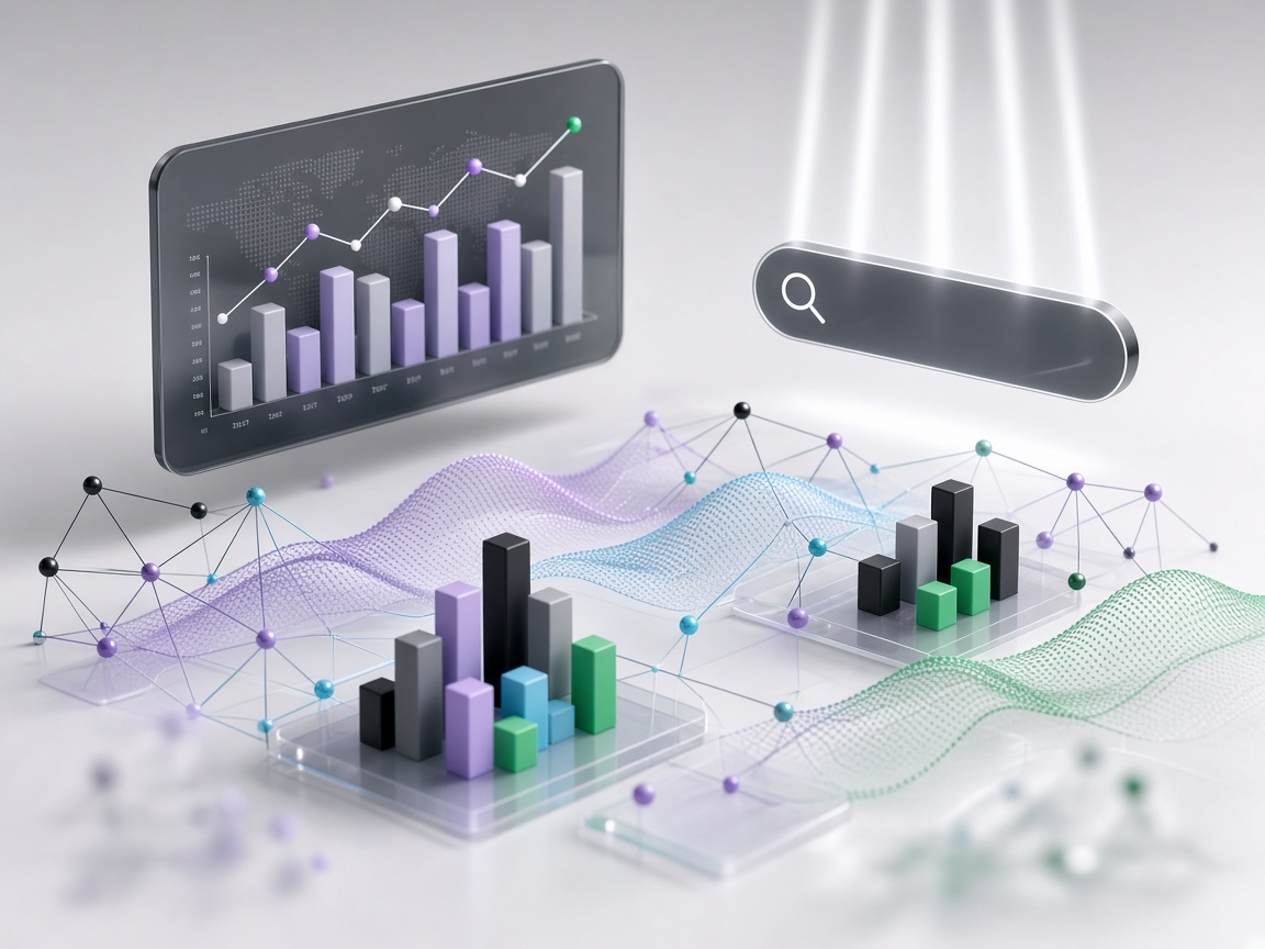 Abstract marketing analytics visualization with soft lighting